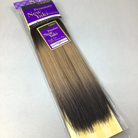 New Yaki 12” MO2716 Dark Root Blonde Yaki Straight 100% Human Hair Extensions - Picture 1 of 5